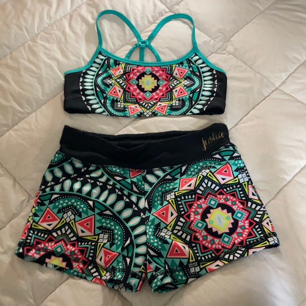 Justice swimsuit top shorts size 12